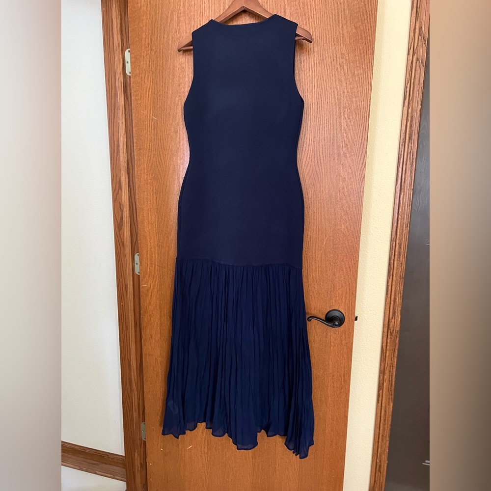 Zara Women’s Navy Sleeveless Pleated Hem Maxi sweater Dress